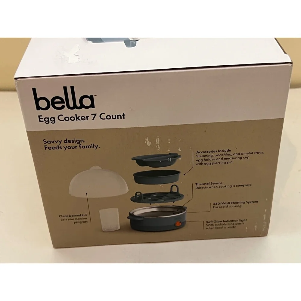 Bella Electric Egg Cooker 7 Count Surf Blue‎ Boil Poach Steam Auto Shutoff